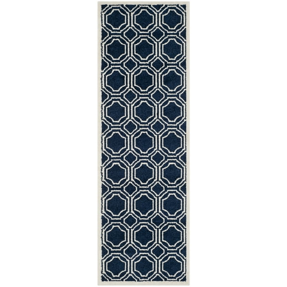 SAFAVIEH Amherst Winnie Geometric Runner Rug, Navy/Ivory, 2'3" x 8'