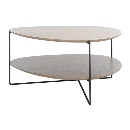 SAFAVIEH Ami 2-Tier Mid-Century Coffee Table, Grey/Black
