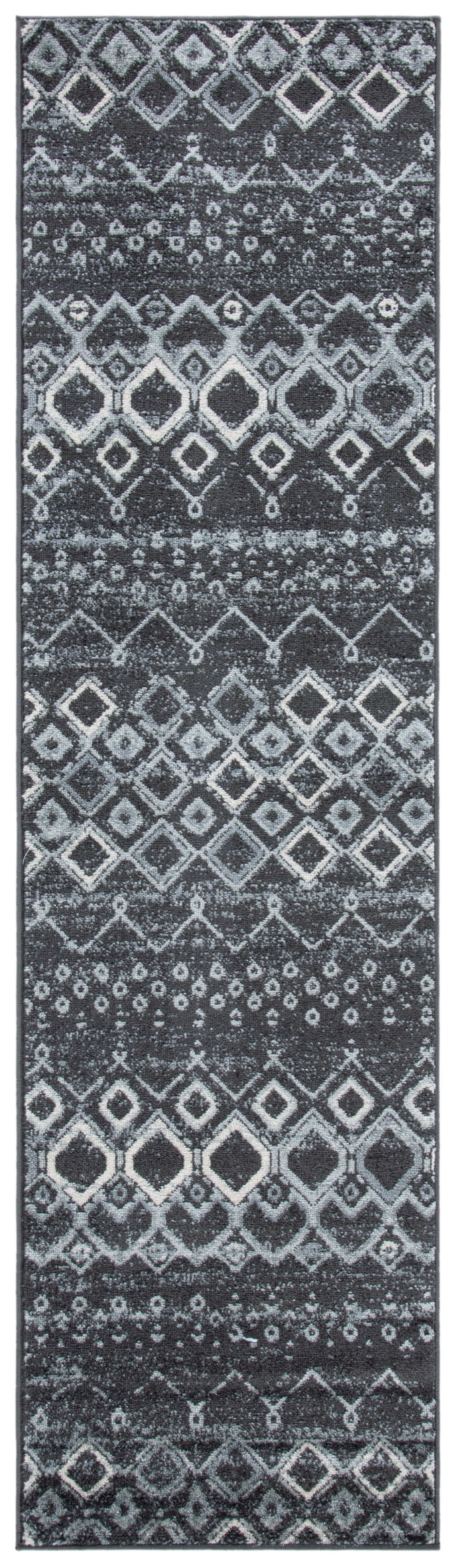 Amsterdam Dark Grey and Light Grey Geometric Runner Rug