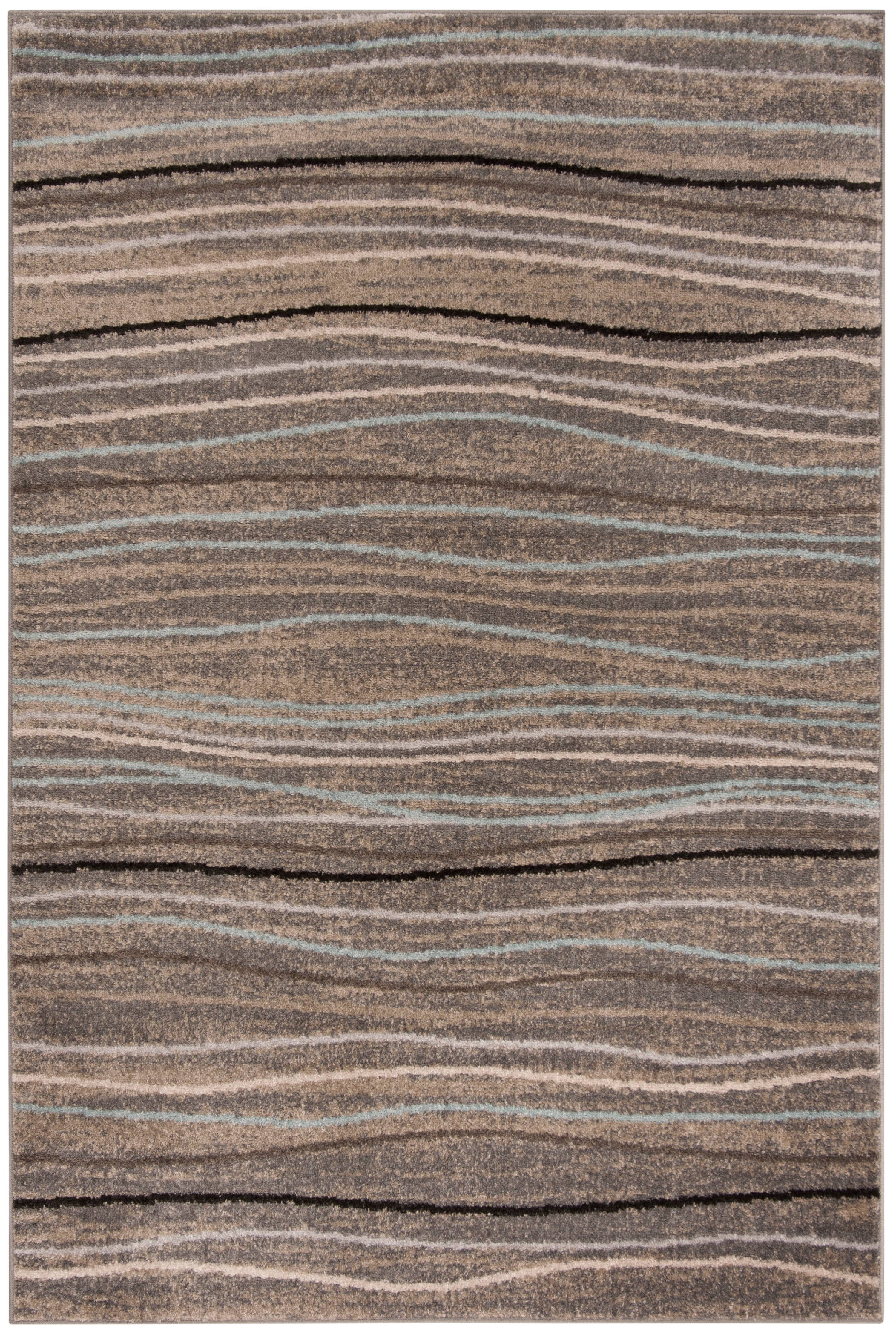 Silver and Beige Abstract Geometric Area Rug