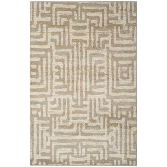 SAFAVIEH Amsterdam Elvan Geometric Area Rug, Ivory/Mauve, 4' x 6'