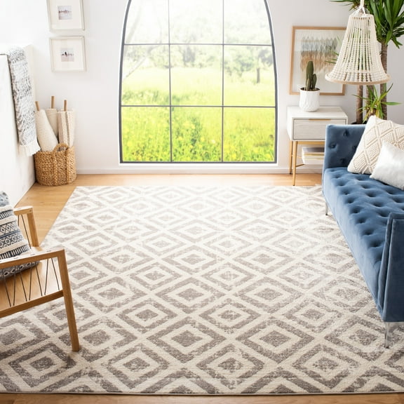 SAFAVIEH Amsterdam Duncan Geometric Area Rug, Ivory/Mauve, 10' x 14'