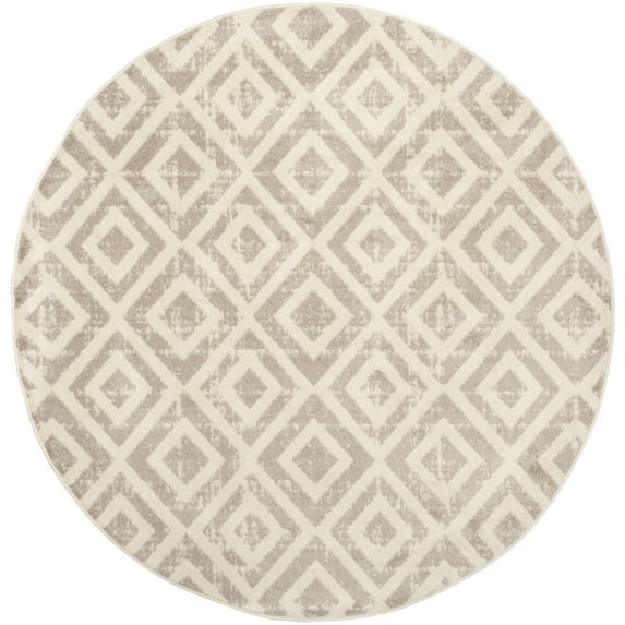 SAFAVIEH Amsterdam Duncan Geometric Area Rug, Ivory/Mauve, 5'1" x 5'1" Round