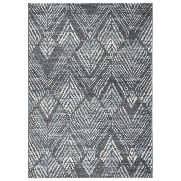 SAFAVIEH Amsterdam Earnestine Geometric Area Rug, Dark Grey/Light Grey, 4' x 6'