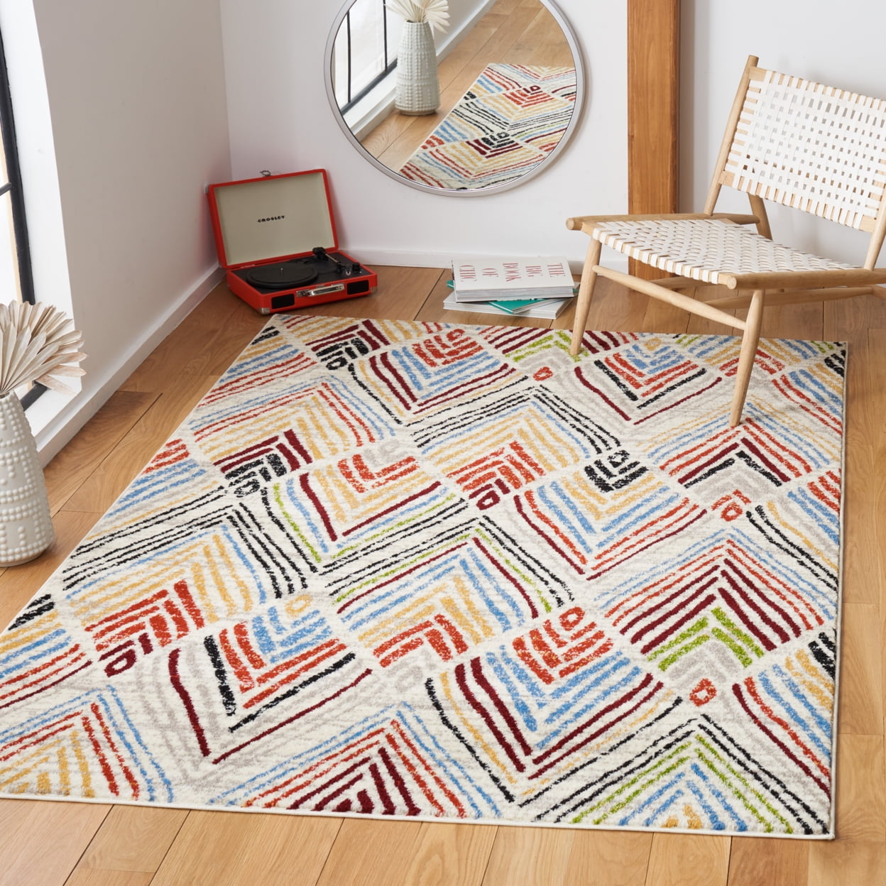 Ivory Elegance 3'x5' Synthetic Easy-Care Hand-Knotted Rug