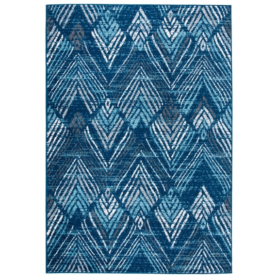 SAFAVIEH Amsterdam Earnestine Geometric Area Rug, Navy/Aqua, 9' x 12'