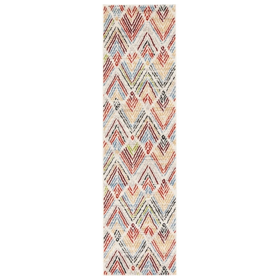 SAFAVIEH Amsterdam Earnestine Geometric Runner Rug, Ivory/Red, 2'3" x 8'