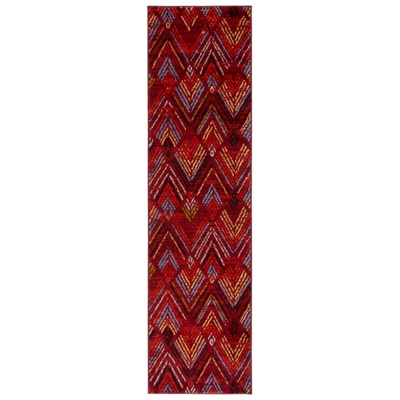 SAFAVIEH Amsterdam Earnestine Geometric Runner Rug, Red/Terracotta, 2'3" x 8'