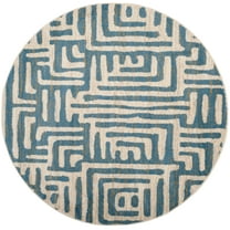 SAFAVIEH Amsterdam Elvan Geometric Area Rug, Ivory/Light Blue, 5'1" x 5'1" Round