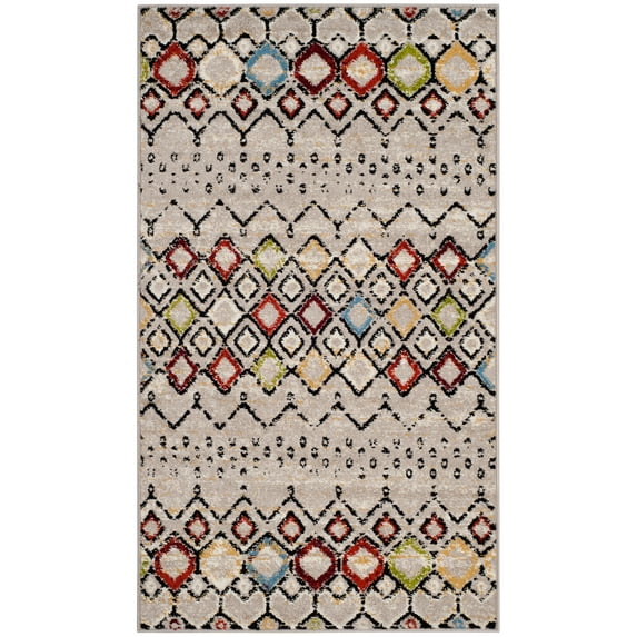 SAFAVIEH Amsterdam Gladwin Geometric Area Rug, Light Grey/Multi, 3' x 5'