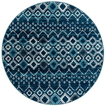 SAFAVIEH Amsterdam Gladwin Geometric Area Rug, Navy/Beige, 4' x 4' Round