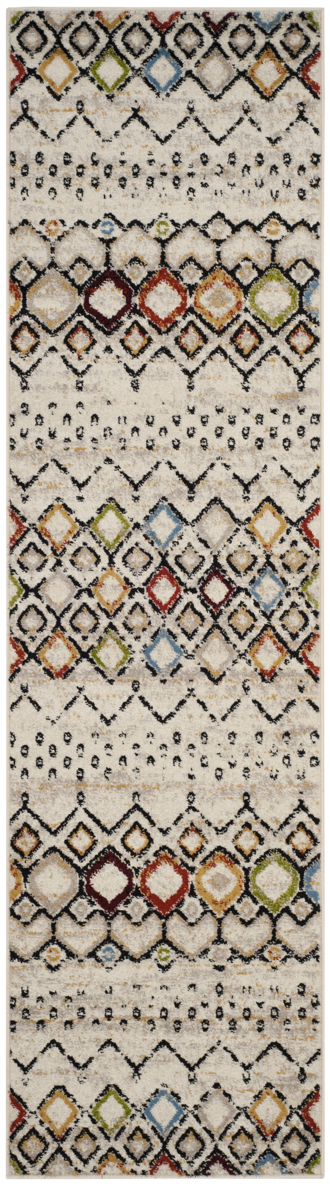 Ivory and Multi Geometric Synthetic Area Rug, 2'3" x 6'0"