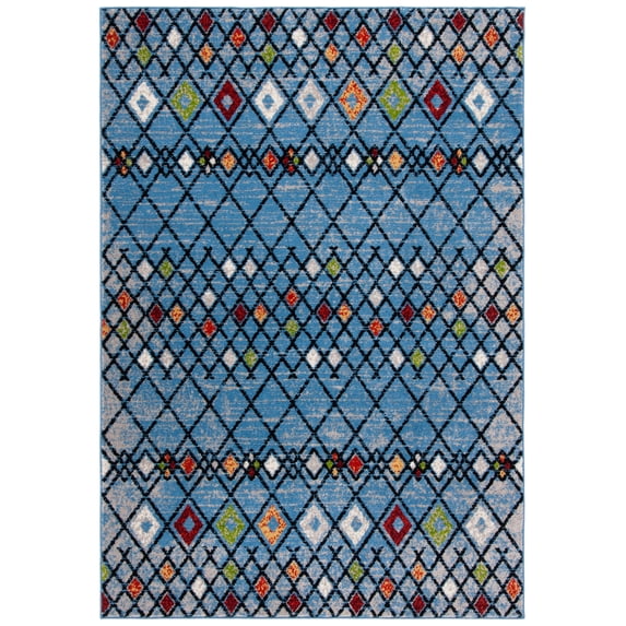 SAFAVIEH Amsterdam Merrick Geometric Area Rug, Blue/Ivory, 4' x 6'