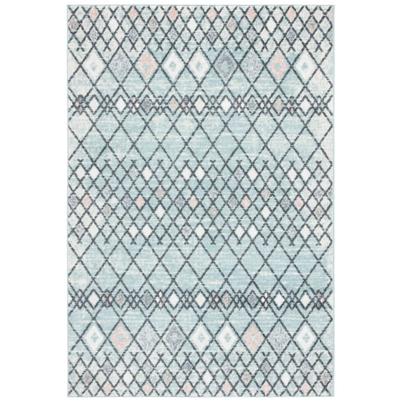 SAFAVIEH Amsterdam Merrick Geometric Area Rug, Light Blue/Ivory, 8' x 10'