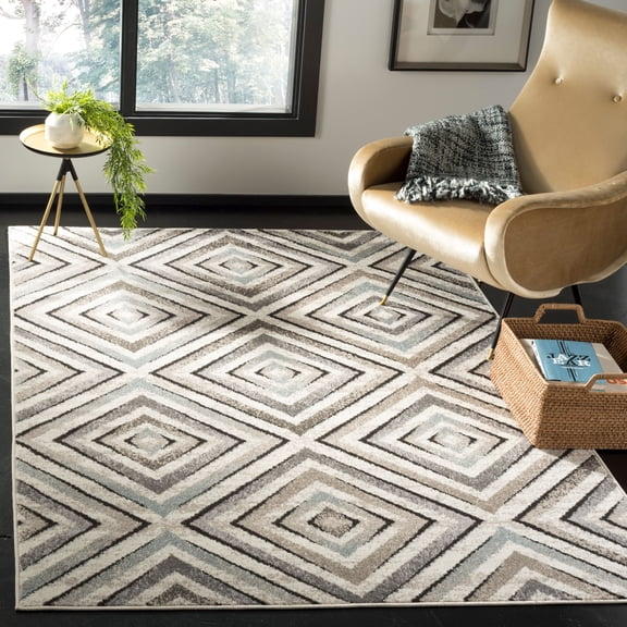 SAFAVIEH Amsterdam Rebeca Geometric Diamonds Area Rug, Cream/Beige, 9' x 12'