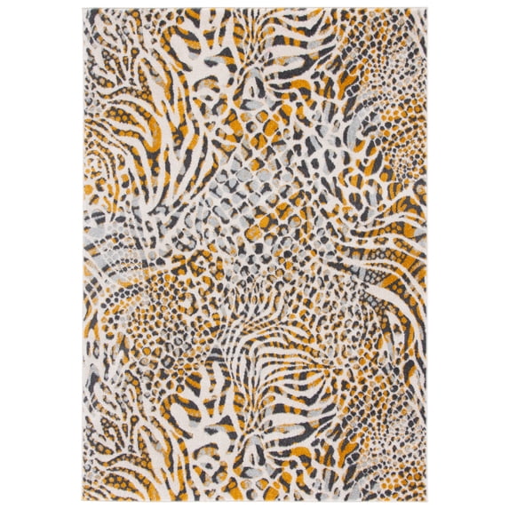 SAFAVIEH Amsterdam Ruby Animal Area Rug, Beige/Gold, 5'1" x 7'6"