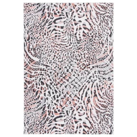 SAFAVIEH Amsterdam Ruby Animal Area Rug, Ivory/Blush, 9' x 12'