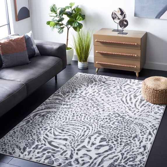 SAFAVIEH Amsterdam Ruby Animal Area Rug, Ivory/Grey, 3' x 5'