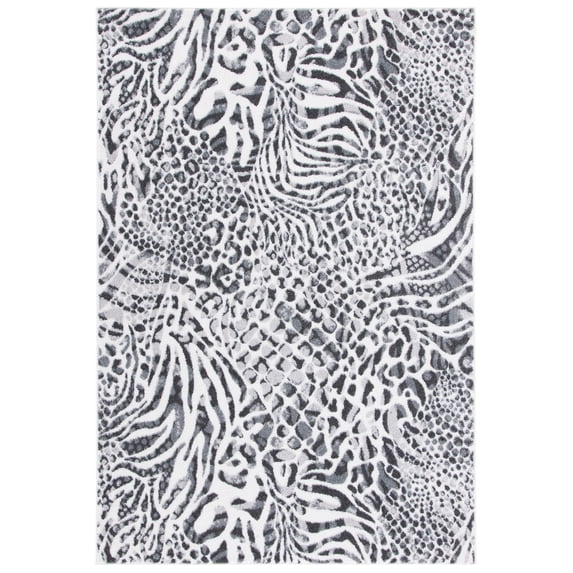 SAFAVIEH Amsterdam Ruby Animal Area Rug, Ivory/Grey, 5'1" x 7'6"