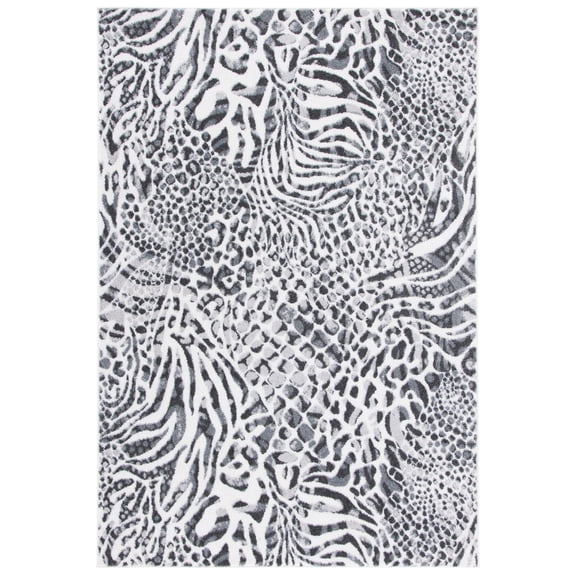SAFAVIEH Amsterdam Ruby Animal Area Rug, Ivory/Grey, 6'7" x 9'2"