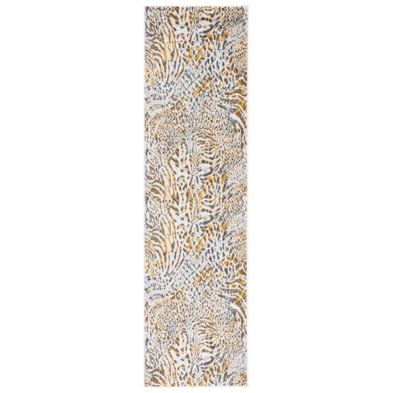 SAFAVIEH Amsterdam Ruby Animal Runner Rug, Beige/Gold, 2'3" x 8'