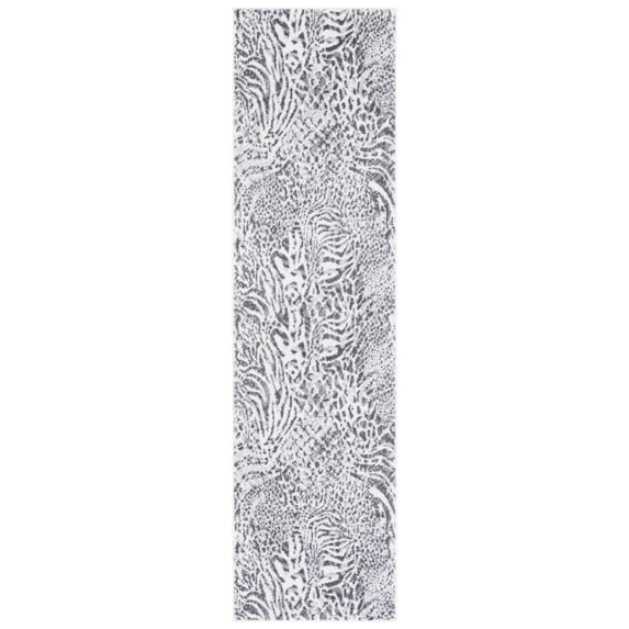 SAFAVIEH Amsterdam Ruby Animal Runner Rug, Ivory/Grey, 2'3" x 8'