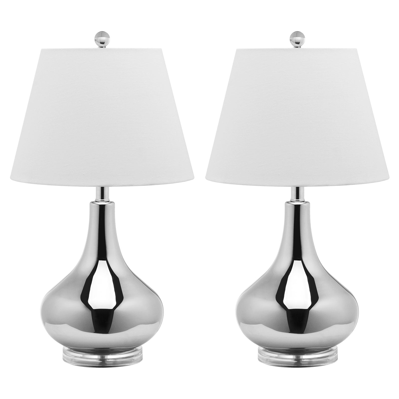 SAFAVIEH Amy 24 in. Glass Table Lamp with Off-White Cotton Shade, Set of 2