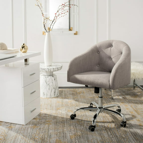 SAFAVIEH Amy Tufted Chrome Leg Swivel Office Chair, Grey