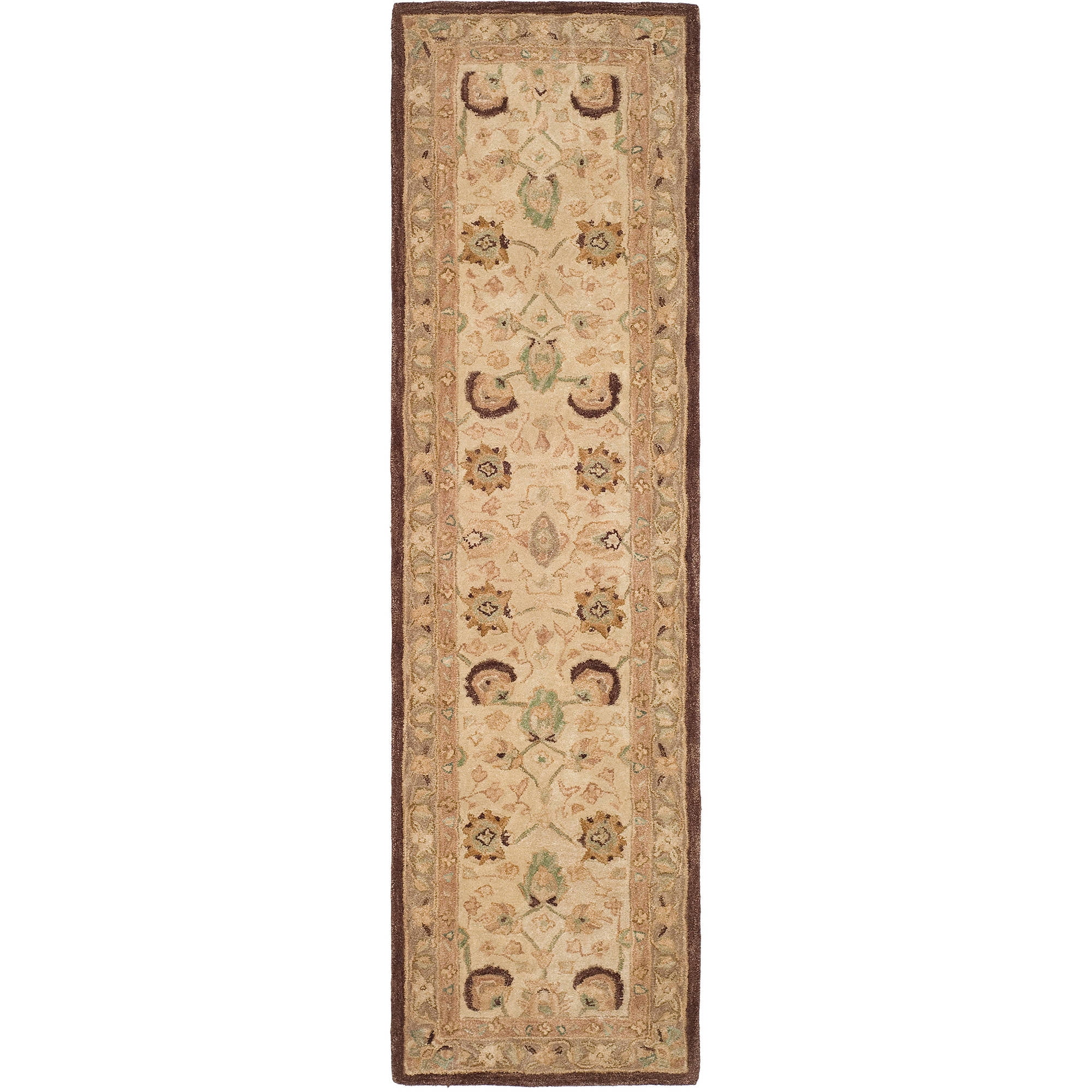 Hand-Tufted Ivory and Brown Wool Runner Rug, 2'3" x 10'