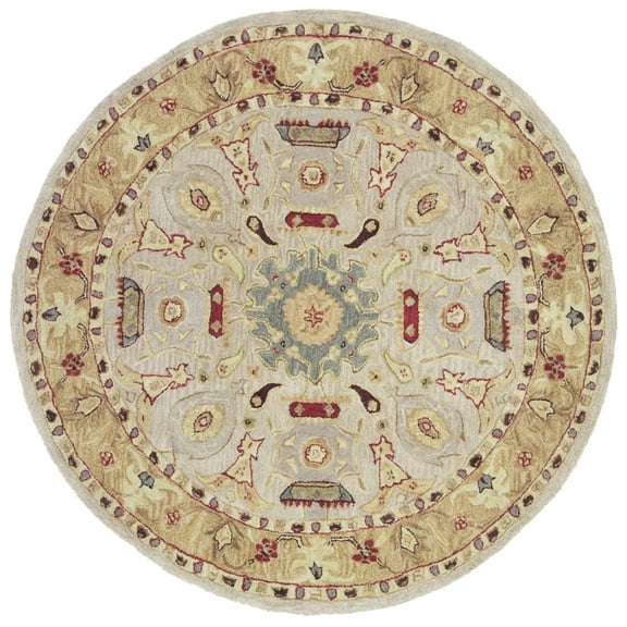 SAFAVIEH Anatolia Stewart Floral Area Rug, Ivory/Gold, 4' x 4' Round