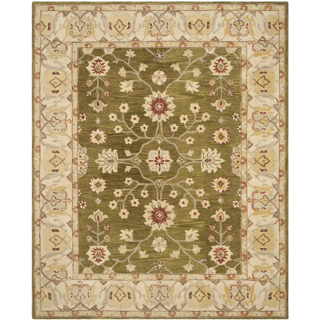 Moss & Ivory Hand-Spun Wool Non-Slip Area Rug, 4' x 6'