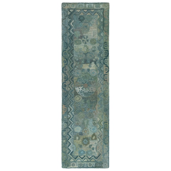 SAFAVIEH Anatolia Alvin Medallion Runner Rug, Aqua/Green, 2'3" x 8'