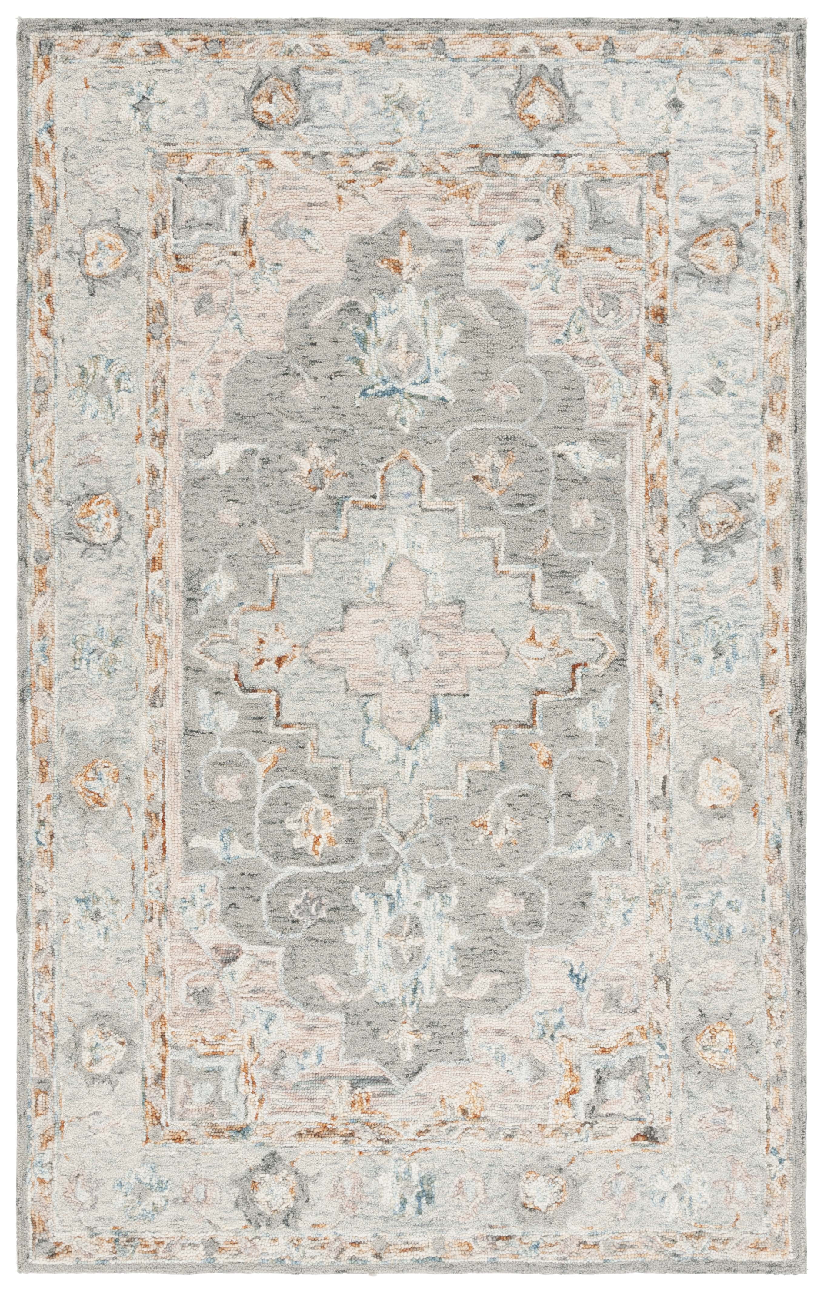 SAFAVIEH Anatolia Bryon Medallion Area Rug, Gray/Rust, 4' x 6'