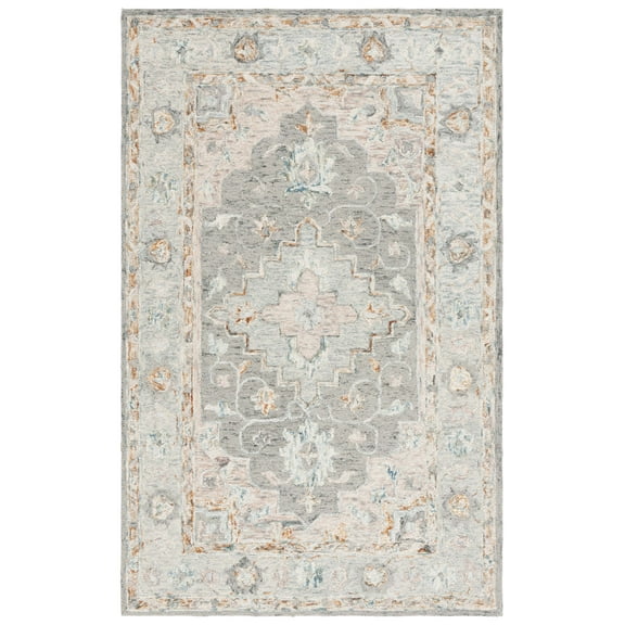 SAFAVIEH Anatolia Bryon Medallion Area Rug, Gray/Rust, 5' x 8'
