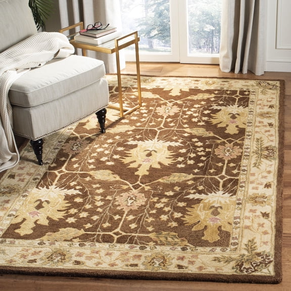SAFAVIEH Anatolia Carley Floral Area Rug, Brown/Beige, 6' x 6' Square