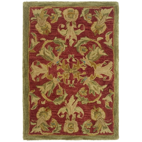 SAFAVIEH Anatolia Chloe Floral Wool Area Rug, Burgundy/Sage, 2' x 3'