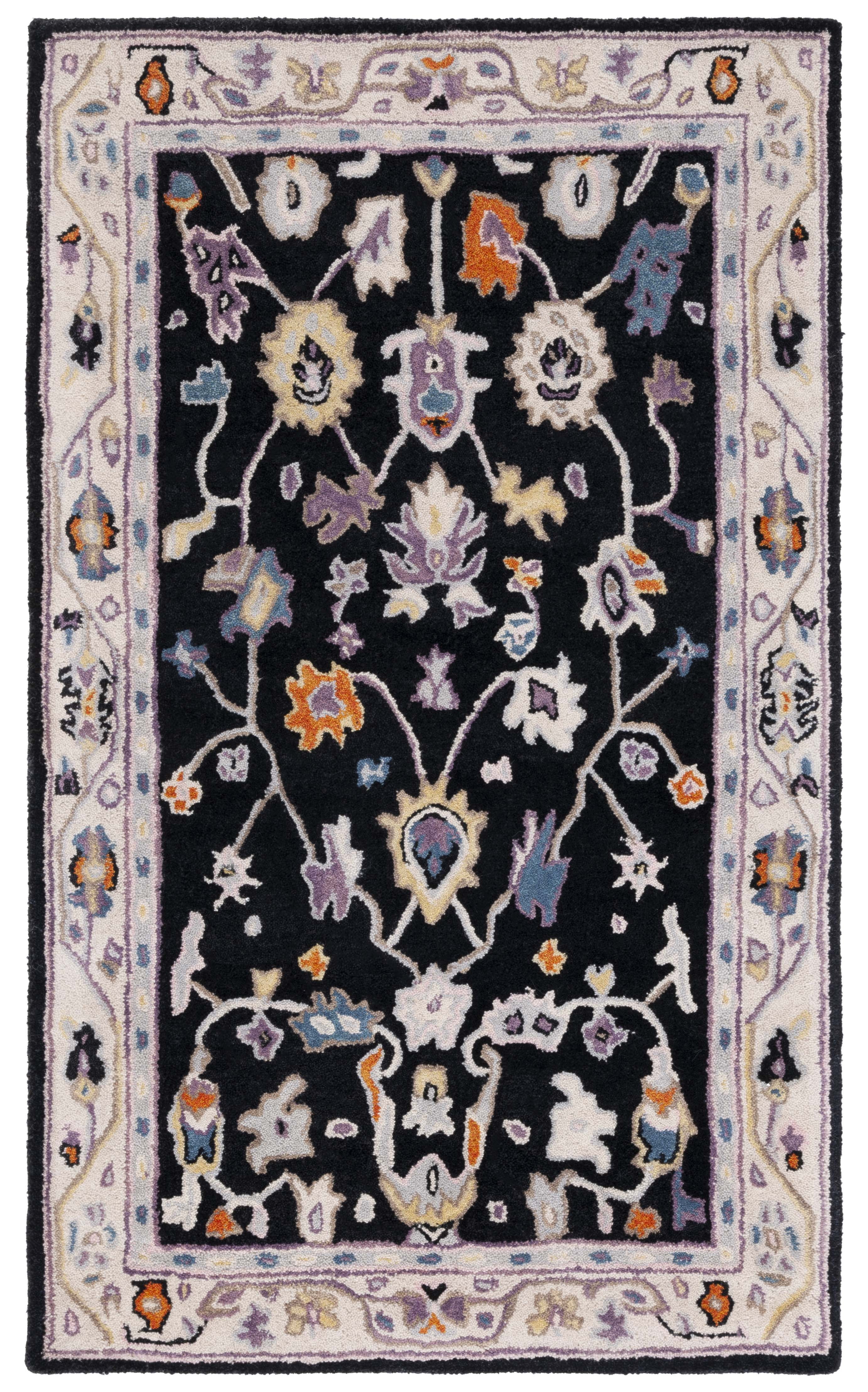 SAFAVIEH Anatolia Dalton Oriental Wool Area Rug, Black/Ivory, 3' x 5 ... - Daltons Oriental Area Rug Placement