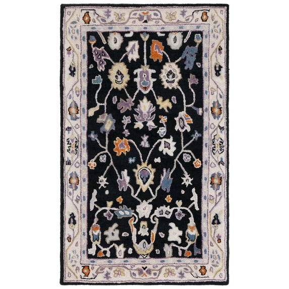 SAFAVIEH Anatolia Dalton Oriental Wool Area Rug, Black/Ivory, 3' x 5'