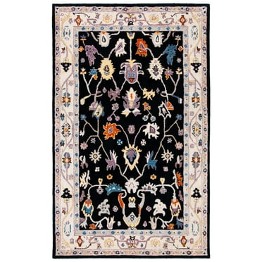 SAFAVIEH Anatolia Dalton Oriental Wool Area Rug, Black/Ivory, 5' x 8'