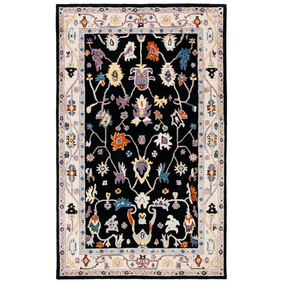 SAFAVIEH Anatolia Dalton Oriental Wool Area Rug, Black/Ivory, 5' x 8'