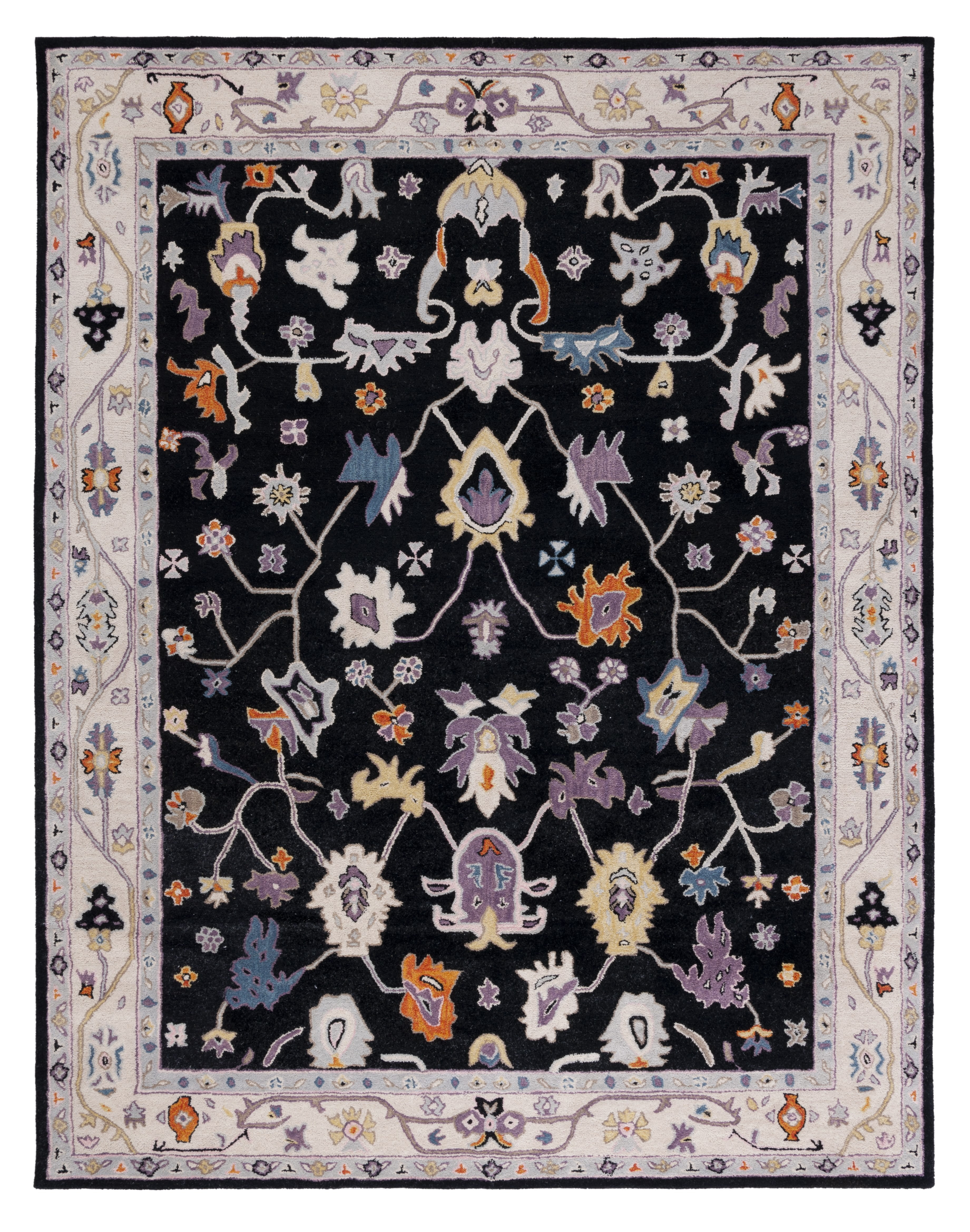 SAFAVIEH Anatolia Dalton Oriental Wool Area Rug, Black/Ivory, 8' x 10'