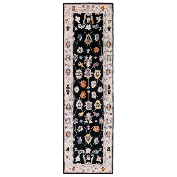 SAFAVIEH Anatolia Dalton Oriental Wool Runner Rug, Black/Ivory, 2'3" x 8'