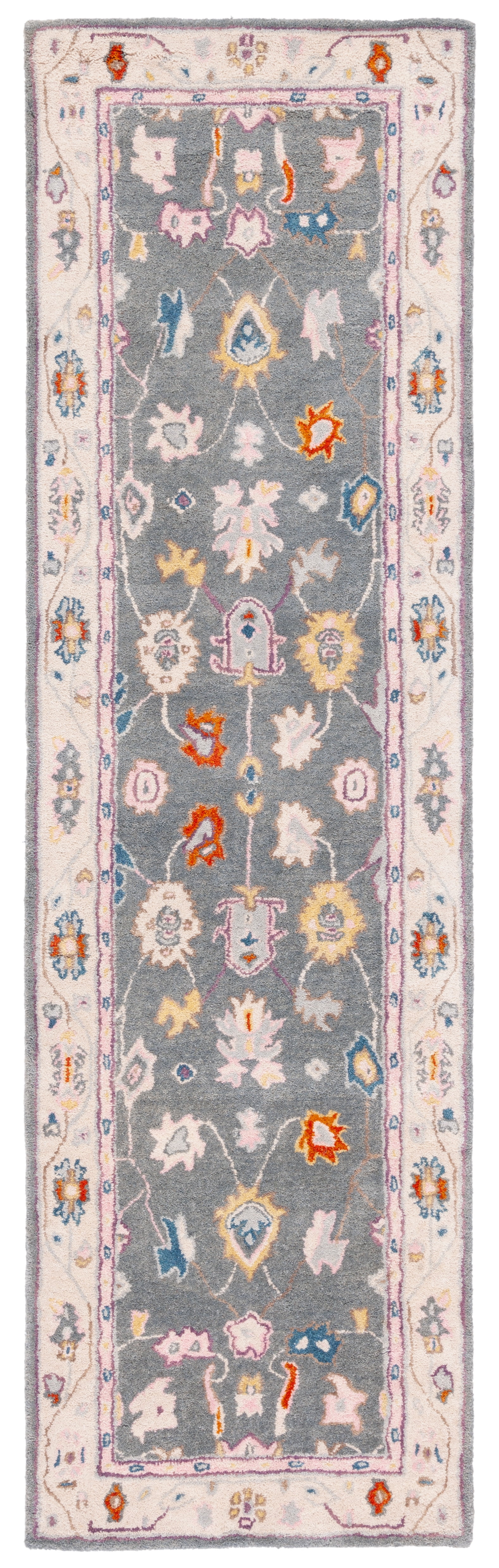 SAFAVIEH Anatolia Dalton Oriental Wool Runner Rug, Dark Grey/Ivory, 2'3" x 8'