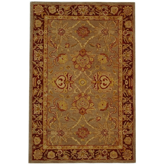 SAFAVIEH Anatolia Dexter Traditional Wool Area Rug, Grey/Red, 5' x 8'
