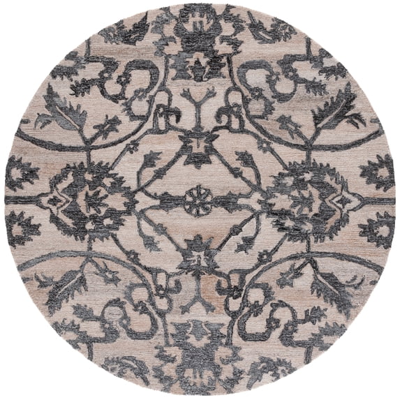 SAFAVIEH Anatolia Jamaar Floral Area Rug, Beige/Black, 6' x 6' Round