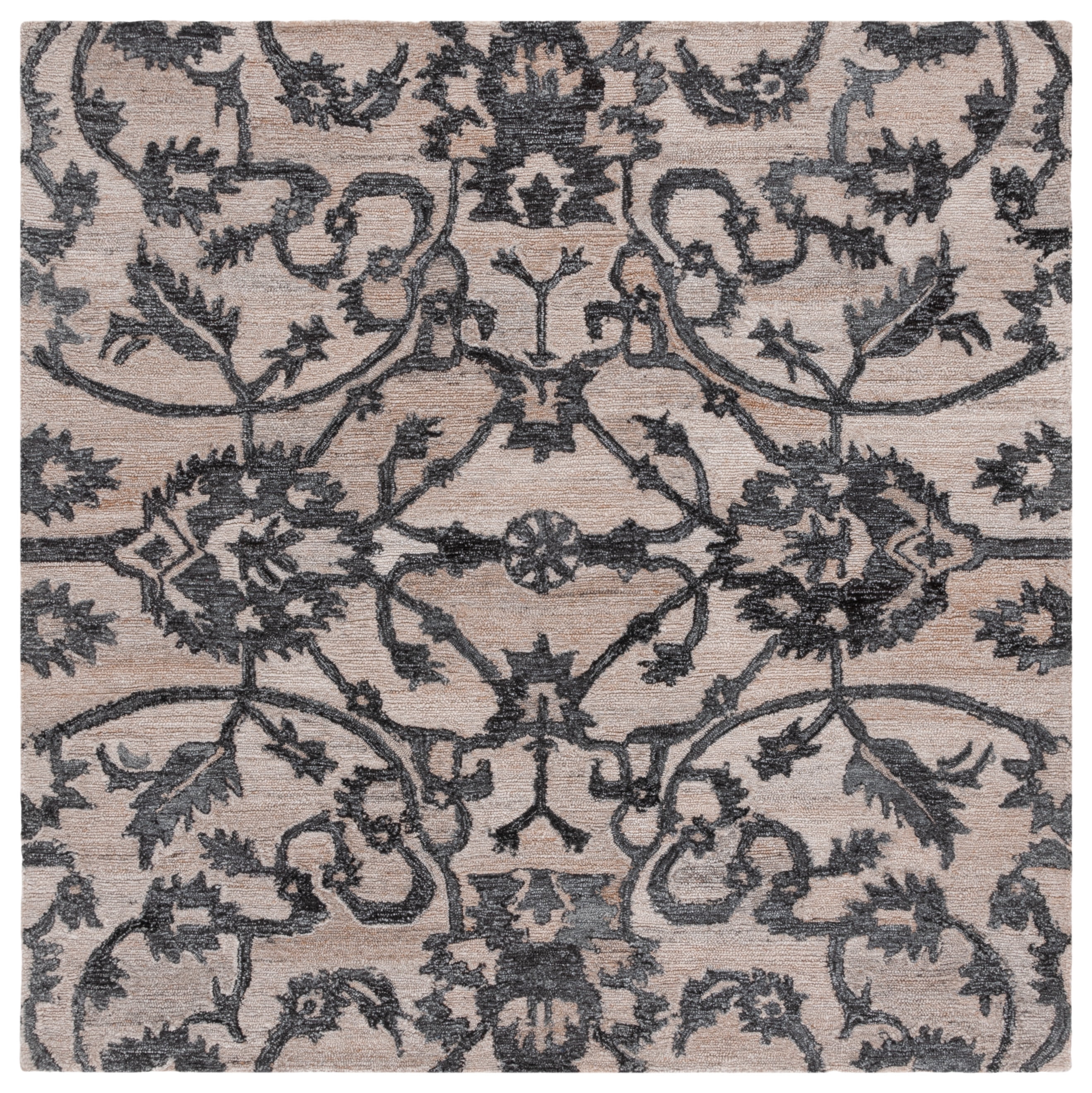 SAFAVIEH Anatolia Jamaar Floral Area Rug, Beige/Black, 6' x 6' Square