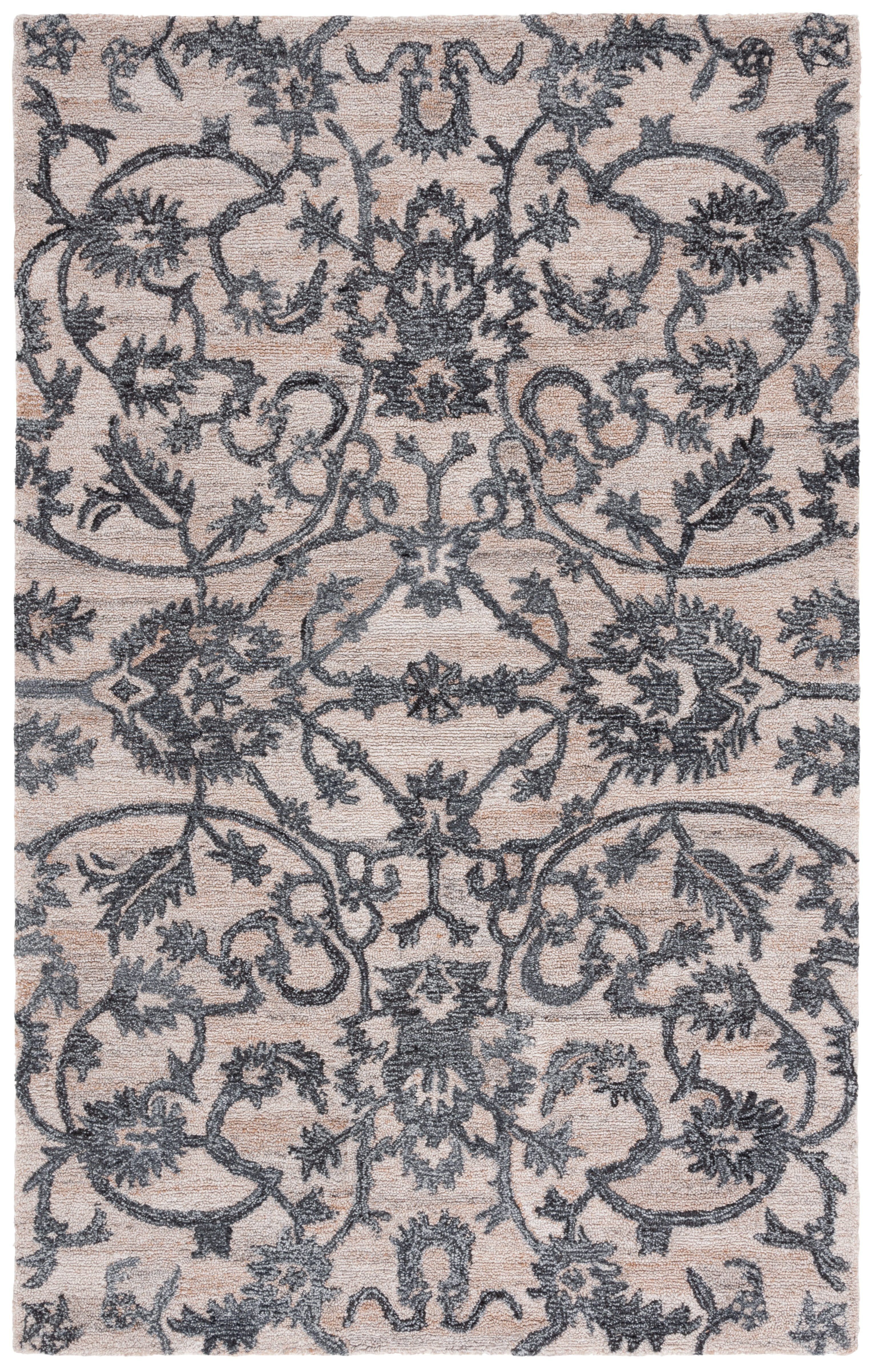 SAFAVIEH Anatolia Jamaar Floral Area Rug, Beige/Black, 6' x 9'