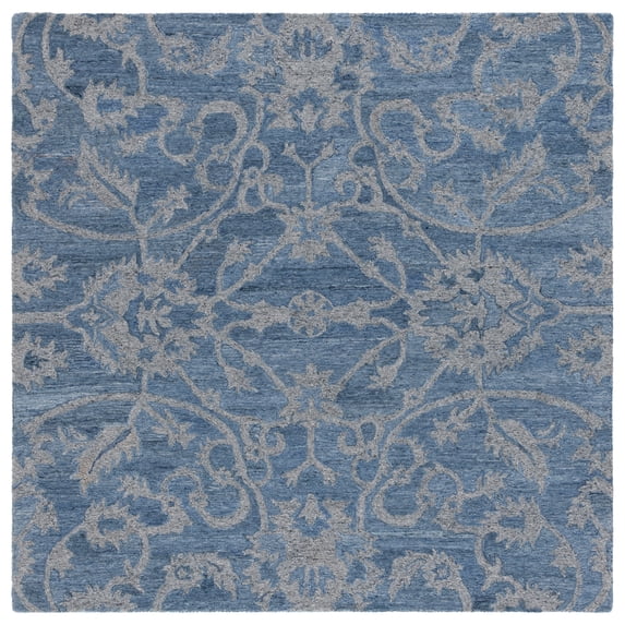 SAFAVIEH Anatolia Jamaar Floral Area Rug, Blue/Grey, 6' x 6' Square
