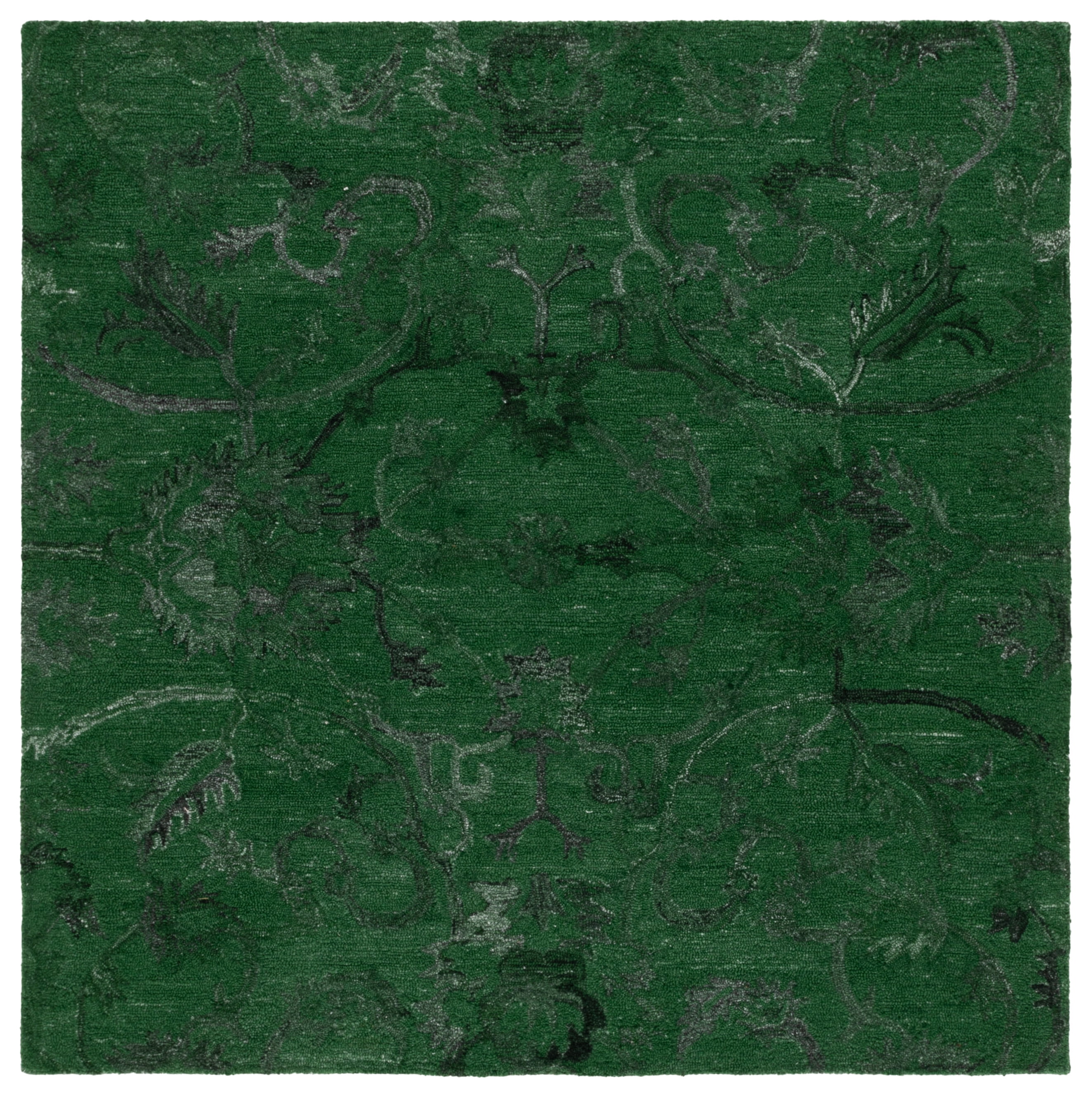 SAFAVIEH Anatolia Jamaar Floral Area Rug, Dark Green, 6' x 6' Square