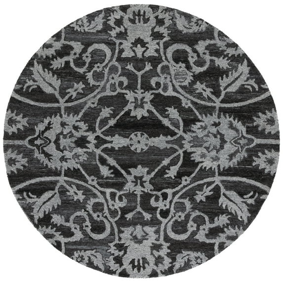 SAFAVIEH Anatolia Jamaar Floral Area Rug, Grey, 6' x 6' Round
